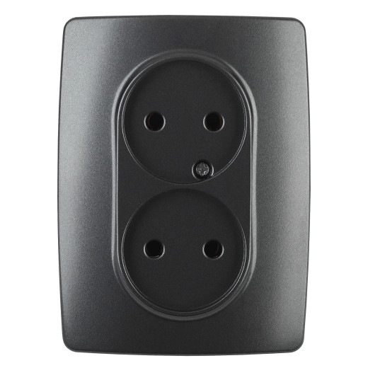Розетка ЭРА Серия 12 12-2107-05 двойная без заземления 2X2P 16A-250В IP20 антрацит