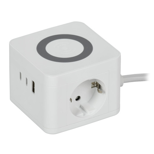 DOMINIC Удлинитель Qi10Вт У02К 1,3м 3х1мм2 USB A+C бел IEK