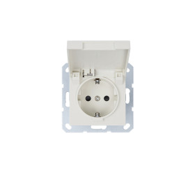 Jasmart G Слоновая кость Розетка с/з с крышкой и защитными со шторками 16A 250V~ 2P+T