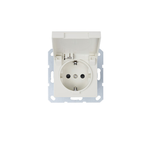 G Слоновая кость Розетка с/з с крышкой и защитными со шторками 16A 250V~ 2P+T