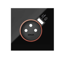 Simon 100 Черный глянец Накладка розетки Schuko UPS с з/у USB SmartCharge