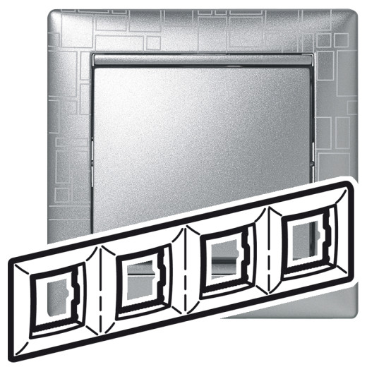 Рамка 4 поста - Legrand Valena - алюминий модерн