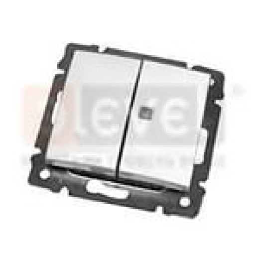 Выключатель двухклавишный с подсветкой - Legrand Valena - 10А 250В схема 5L безвинтовые зажимы - алюминий