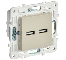 IEK SKANDY Бежевый Розетка USB A+A 3,1А SK-R15B