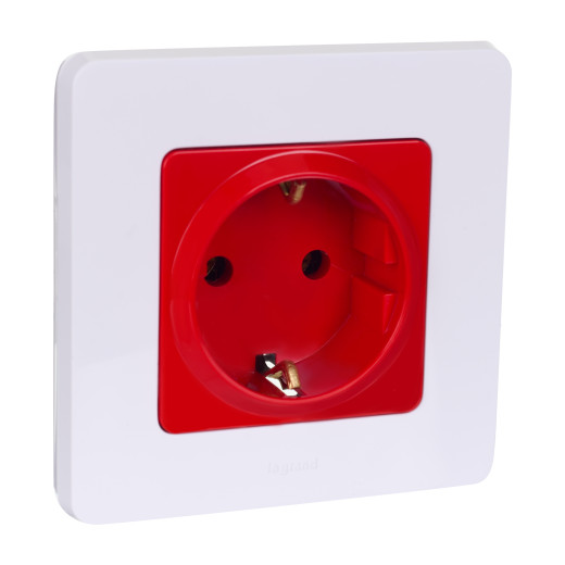 Розетка с заземлением - Legrand/Daccord Inspiria - со шторками 16А 250В винтовые зажимы - красный