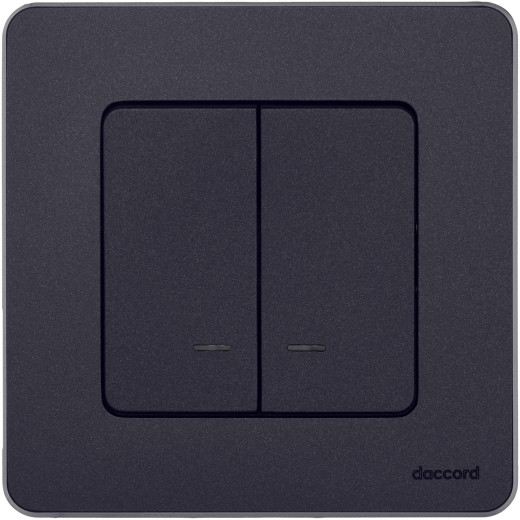 Выключатель двухклавишный с подсветкой/индикацией - Legrand/Daccord Inspiria - 10АХ 250В безвинтовые зажимы - антрацит