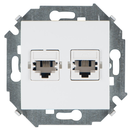 Simon 15 Белый Розетка телефонная 2-я RJ11, винт.заж.