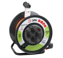 ЭРА Удлинитель силовой RMx-4es-3x1.5-30m-IP44 на металлической катушке c заземлением 4 розетки 30м ПВС 3х1.5мм2