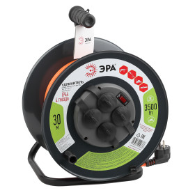 ЭРА Удлинитель силовой RMx-4es-3x1.5-30m-IP44 на металлической катушке c заземлением 4 розетки 30м ПВС 3х1.5мм2