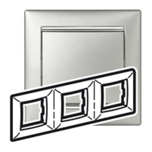 Рамка 3 поста - Legrand Valena - алюминий/серебряный штрих