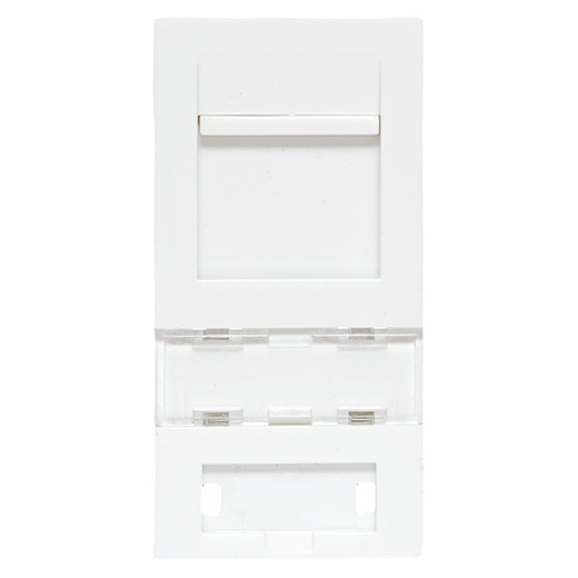 Вставка розеточная TERACOM PRO 45x22,5мм формат Mosaic на 1 модуль Keystone со шторкой и маркером белая