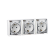 Simon15 Aqua Белый Розетка 3-я с/з с крышкой с защитными шторками наружная,IP54
