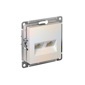 Systeme Electric AtlasDesign Жемчуг Розетка двойная компьютерная RJ45+RJ45, кат.5E, механизм
