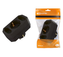 TDM Блок на 3 гнезда: 1x2П+3 16 А + 2х2П 2,5 А под плоскую вилку 250 B черный