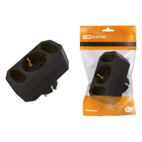 TDM Блок на 3 гнезда: 1x2П+3 16 А + 2х2П 2,5 А под плоскую вилку 250 B черный