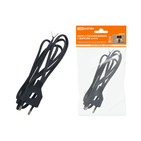 TDM Шнур с плоской вилкой с вырезом ШУ04 ШВВП 2х0,75мм2 1,7 м. черный