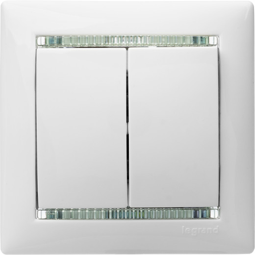 Выключатель двухклавишный - Legrand Valena - 10А 250В схема 5 безвинтовые зажимы - белый