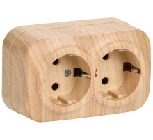 IEK GLORY РС22-3-ХС Розет. 2-ая с з/к о/у 16А GLORY сосна