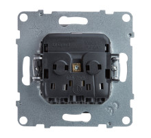 Legrand/Daccord SUNO Алюминий Силовая розетка 2К+З 16А 250В. С крышкой IP21. С защитными шторками. Безвинтовые зажимы.