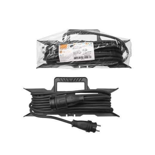 Удлинитель-шнур силовой на рамке, каучук, КГ, IP44, штепс. гнездо с/з, 4000 Вт, 10 м Народный