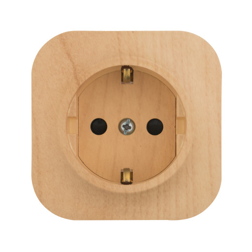 Розетка с заземлением - Legrand Quteo - со шторками IP20 16А 250В винтовые зажимы накладной монтаж - дерево