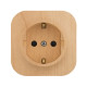 Розетка с заземлением - Legrand Quteo - со шторками IP20 16А 250В винтовые зажимы накладной монтаж - дерево