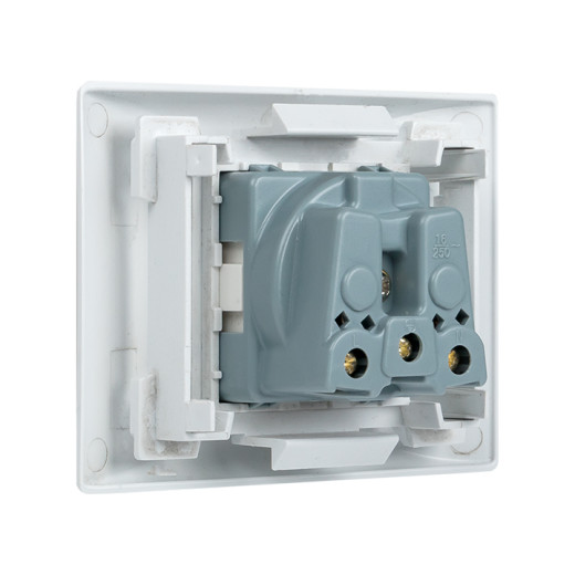 Розетка 45x45 с заземлением, с защ. шторками, 90 градусов, белая EKF