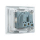 Розетка 45x45 с заземлением, с защ. шторками, 90 градусов, белая EKF