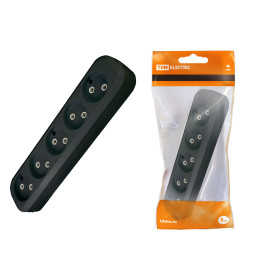 TDM Колодка розеточная 5 гнезд 2П б/з 10А 250В черная