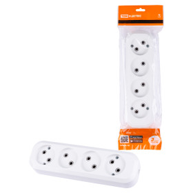 TDM Колодка розеточная 4 гнезда 2П б/з 10А 250В белая