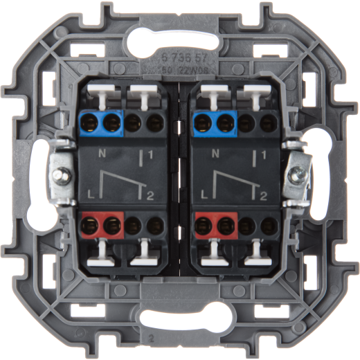 Переключатель двухклавишный - Legrand Inspiria - 10A 250В безвинтовые зажимы - алюминий