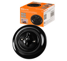 TDM Выключатель скрытой установки фарфоровый поворотный 2-кл. с ручкой (бантик) 10А черный «Болонь»