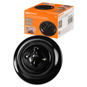 TDM Выключатель скрытой установки фарфоровый поворотный 2-кл. с ручкой (бантик) 10А черный «Болонь»