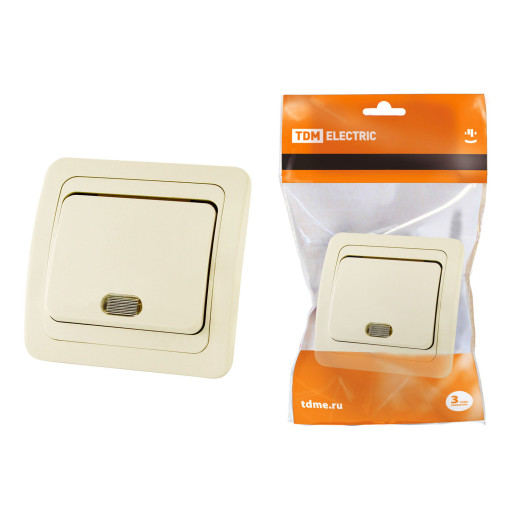 Выключатель 1-кл. с подсветкой 10А сл. кость 