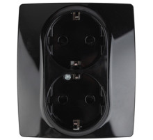 ЭРА Розетка Серия 12 12-2104-06 2X2P+E Schuko со шторками 16A-250В IP20 чёрный
