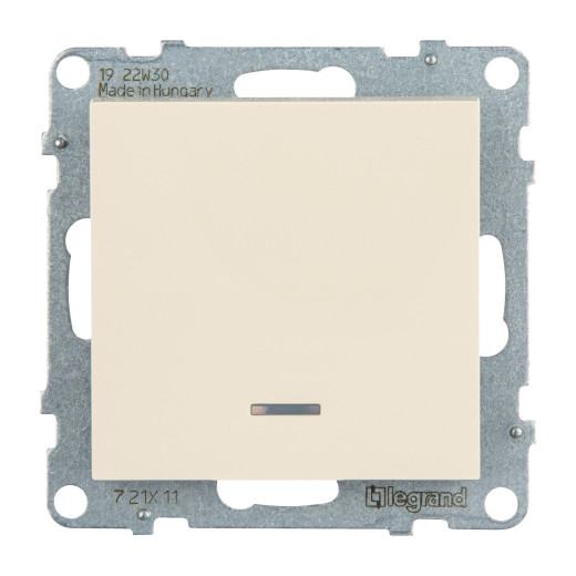 SUNO. Выключатель 10АХ 250В с подсветкой/индикацией. Безвинтовые зажимы. Цвет 