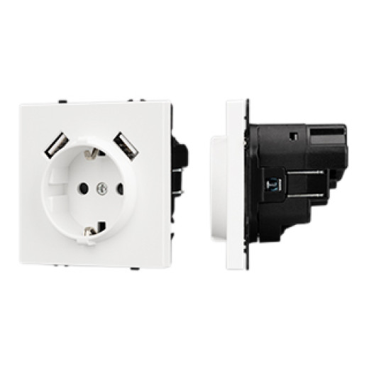 Механизм розетки с USB зарядкой SCT-NOBE-MUAA-SFPL-WH (230V, 16A) (Arlight, Белый кварц)