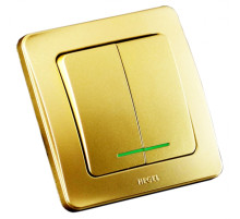 Hegel Мастер внутр Золото ВС16-352-07 Выключатель 2-клавишный, с индикацией