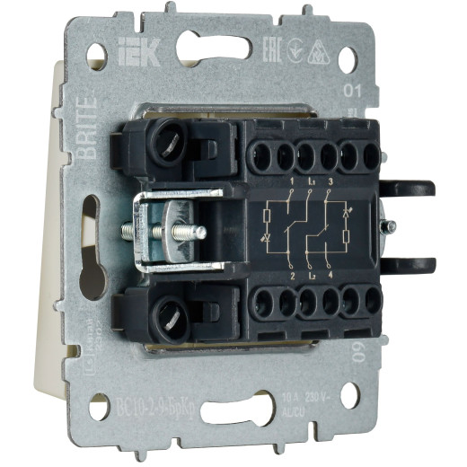 BRITE Выключ. 2-кл. с инд. отел. 10А ВС10-2-9-БрКр беж. IEK