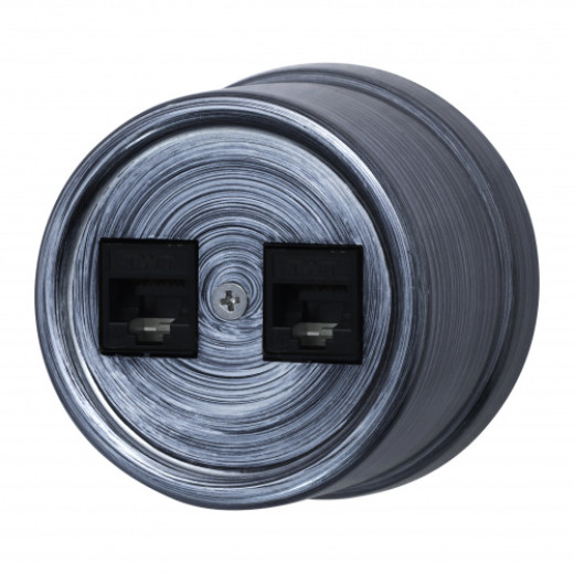 Розетка RJ45 компьютерная двойная, пластик, цвет Серебряный Век