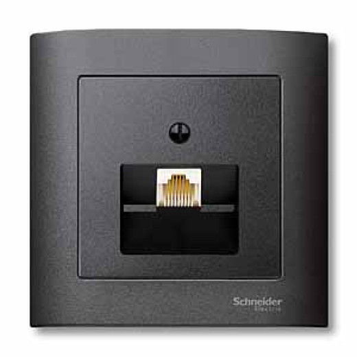 MERTEN ЦЕНТР.ПЛАТА д/розетки RJ45, 1 пост, АНТРАЦИТ, SM
