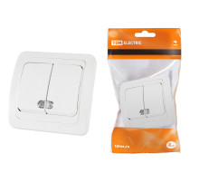 TDM Выключатель 2-кл. с подсветкой 10А белый 