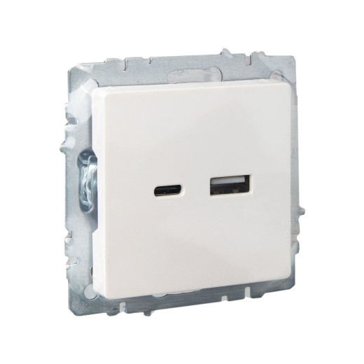 BRITE Роз. USB A+C 18Вт РЮ11-1-БрЖ жемч. IEK