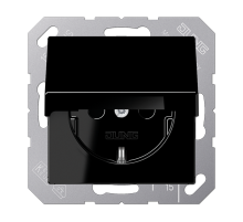 JUNG A 500 Черная Розетка с откидной крышкой с доп. защитой