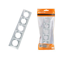 TDM Рамка 5-ти постовая горизонтальная серебр. металлик 