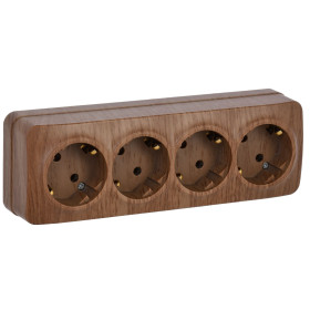 IEK GLORY РС24-3-ХД Розет. 4-ая с з/к о/у 16А GLORY дуб