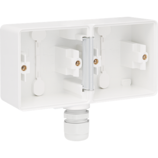 Рамка на 2 поста, гориз, 1 вход M20, с каб/вводом, белый