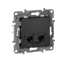 Legrand Etika Антрацит Розетка компьютерная 2-ая RJ45, кат.5е UTP.
