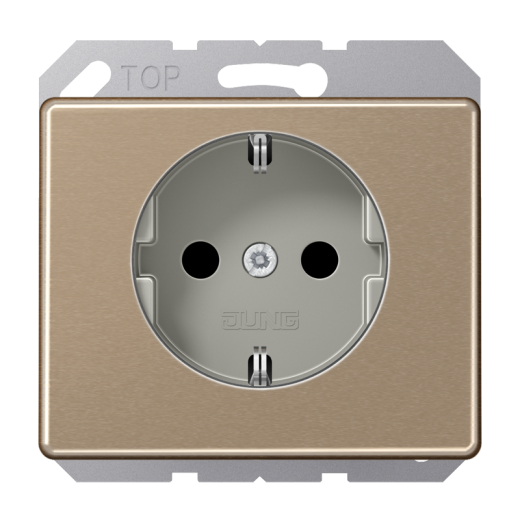 Штепсельная розетка SCHUKO 16А / 250В с защитными шторками, пружинные зажимы, металл, золотая бронза, SL500