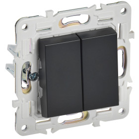 IEK SKANDY Черный Выключатель 2-клавишный 10А SK-V04Bl